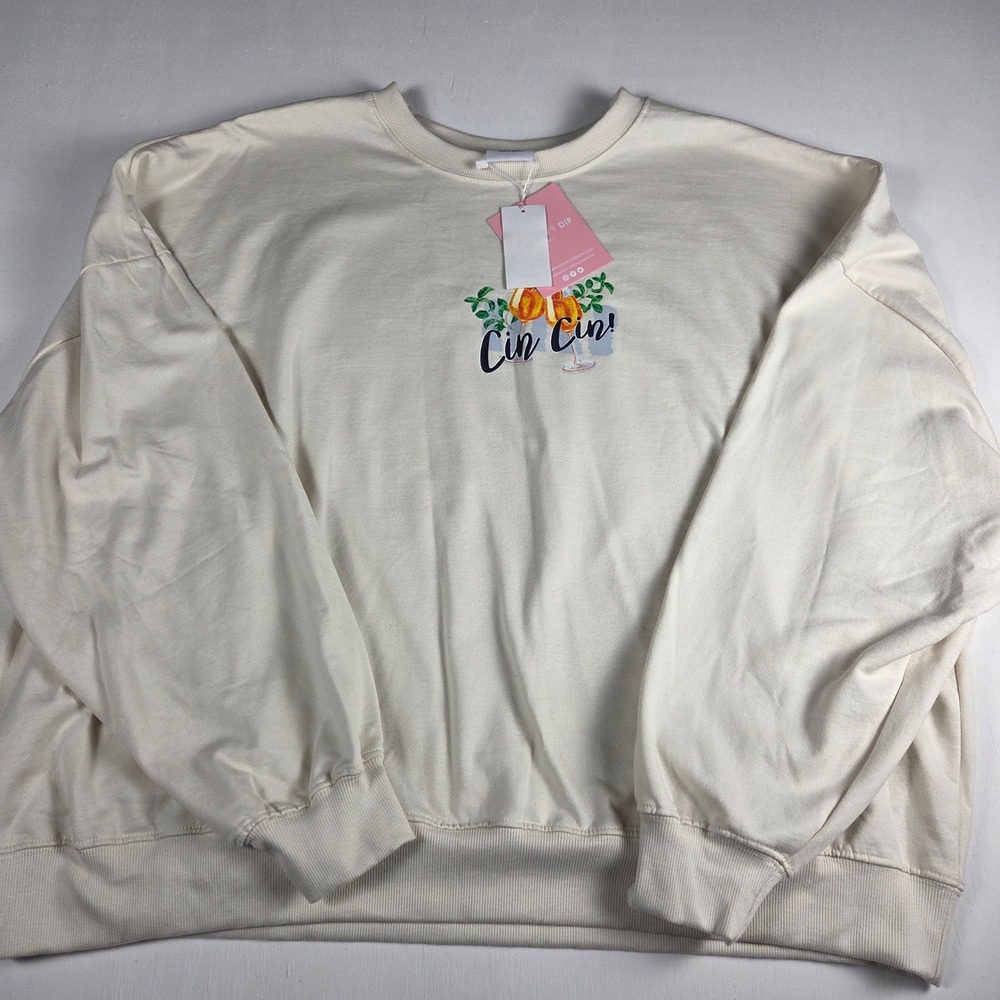 Skinnydip London Cin Cin Aperitivo Menu Graphic Sweatshirt Cream 1X NWT